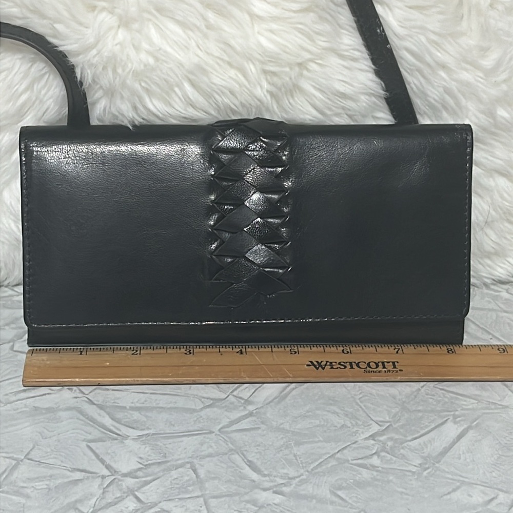 Lodi’s leather crossbody RDIF wallet with leather braid detail NWOT - Picture 5 of 10